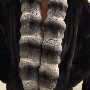 Elegant Black and Gray Fur Coat